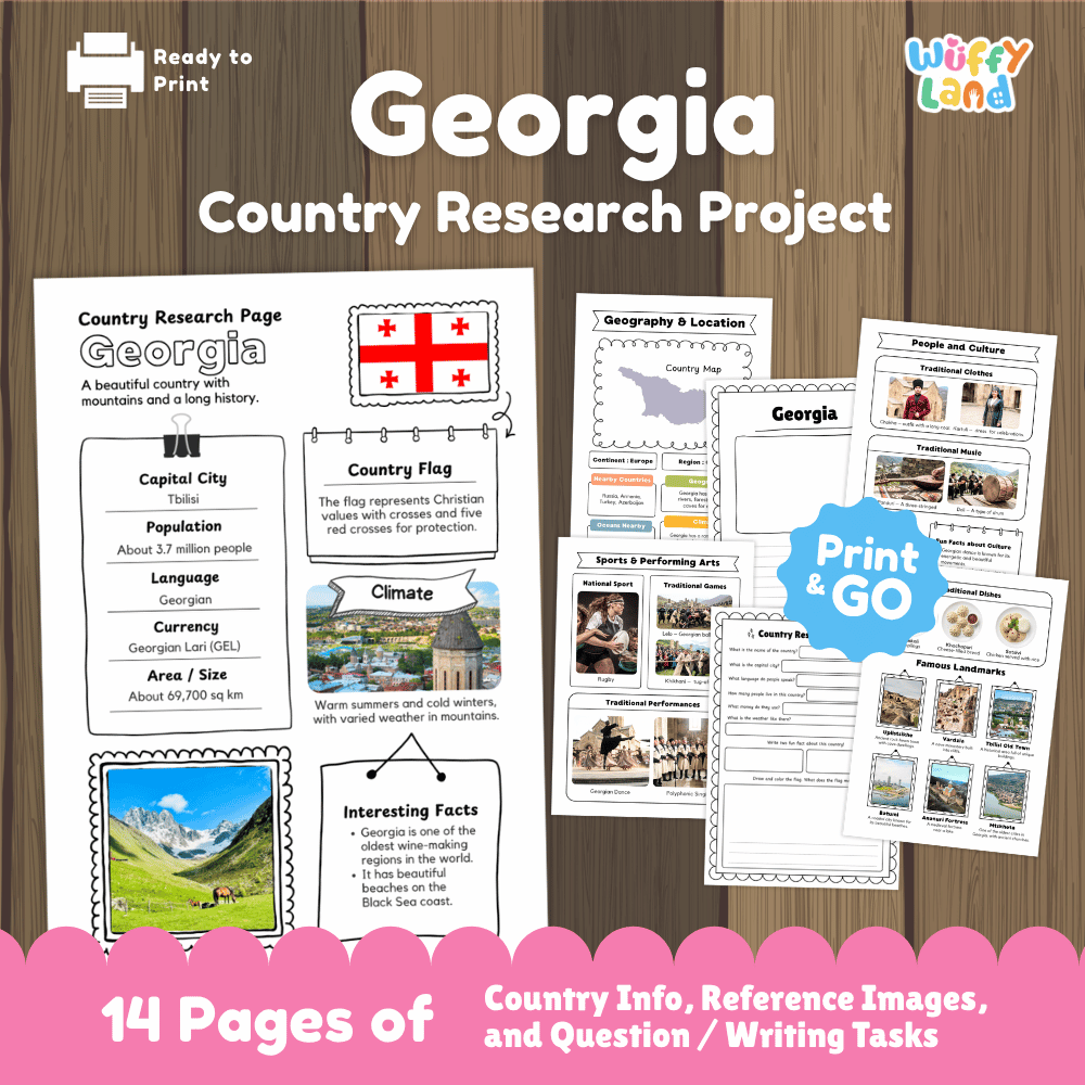 Georgia Country Research Project Worksheets and Reference Pages