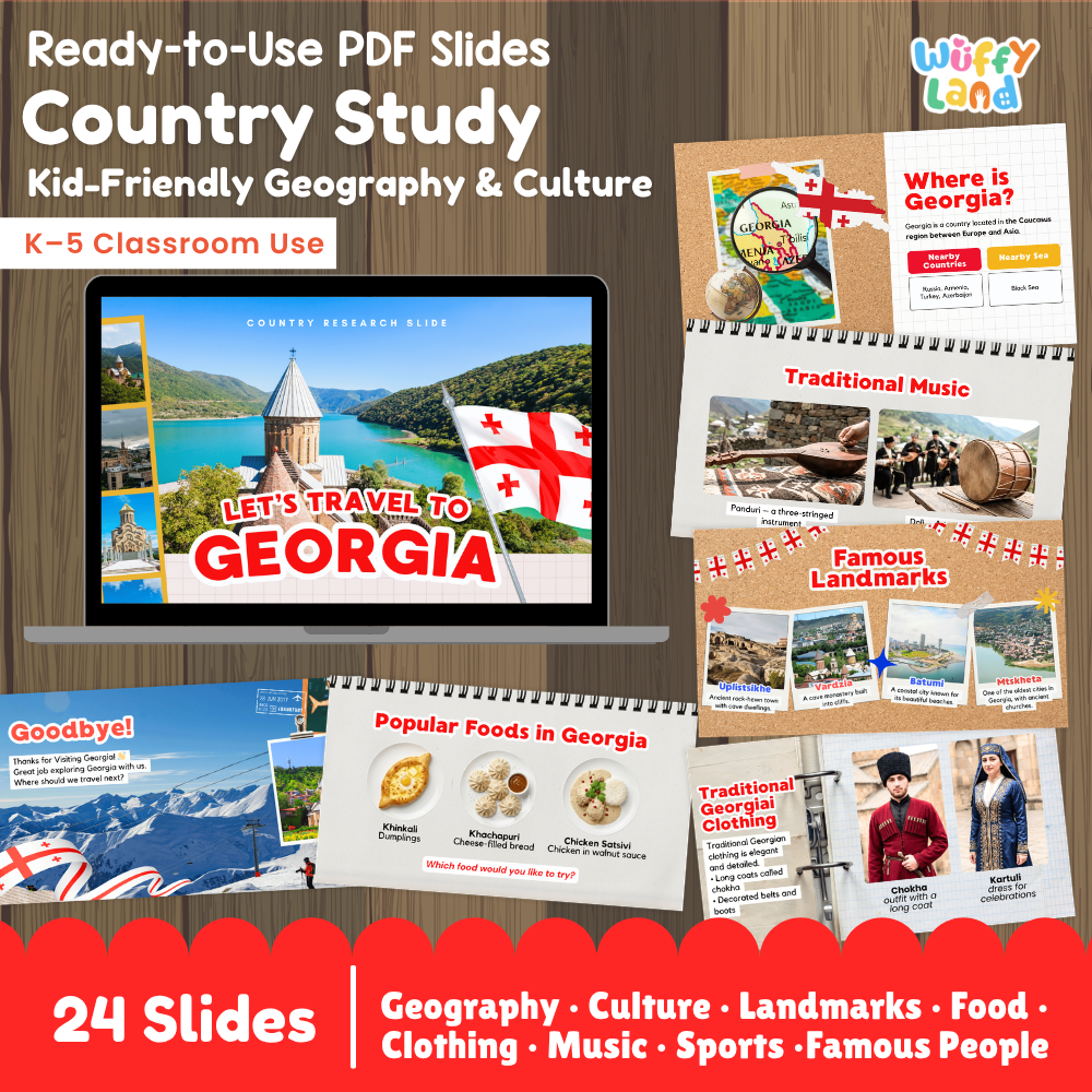 Georgia Country Study Kid Friendly Geography & Culture PDF Slides