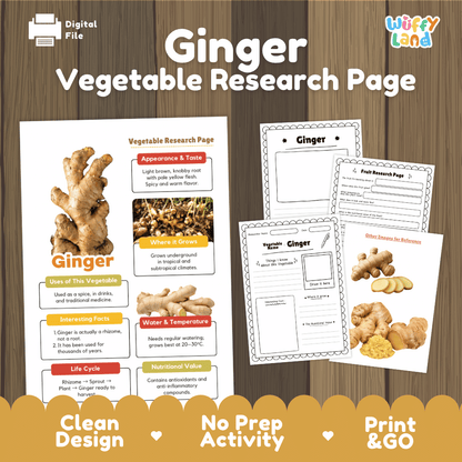 Ginger Vegetable Research Page Worksheets