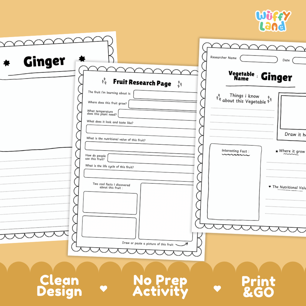 Ginger Vegetable Research Page Worksheets