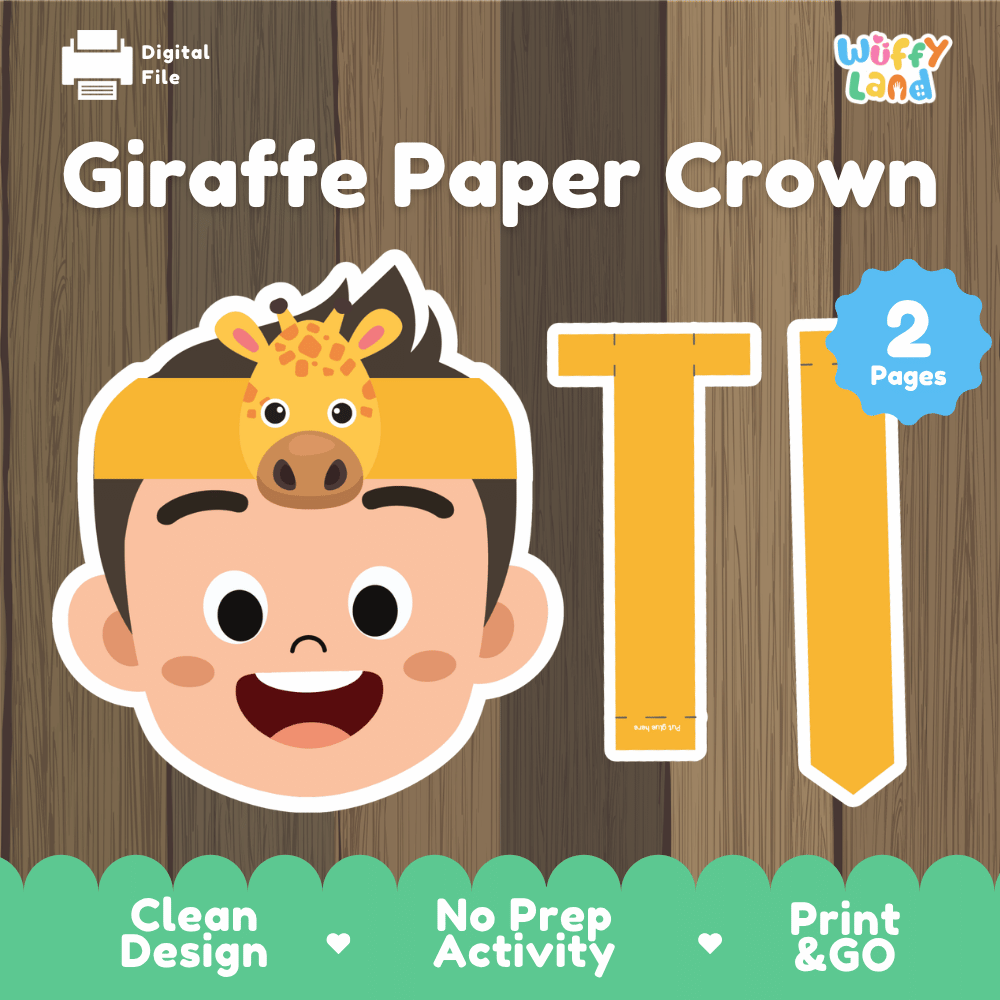 Giraffe Paper Crown Craft Printable Activity Worksheets