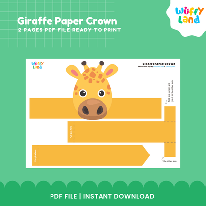 Giraffe Paper Crown Craft Printable Activity Worksheets