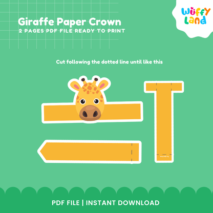 Giraffe Paper Crown Craft Printable Activity Worksheets