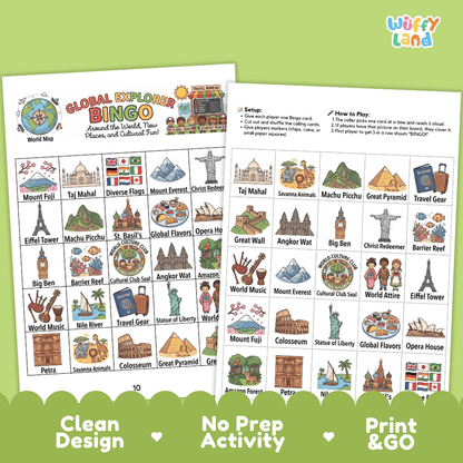 Global Explorer BINGO Games Printable World Geography Activity Cards