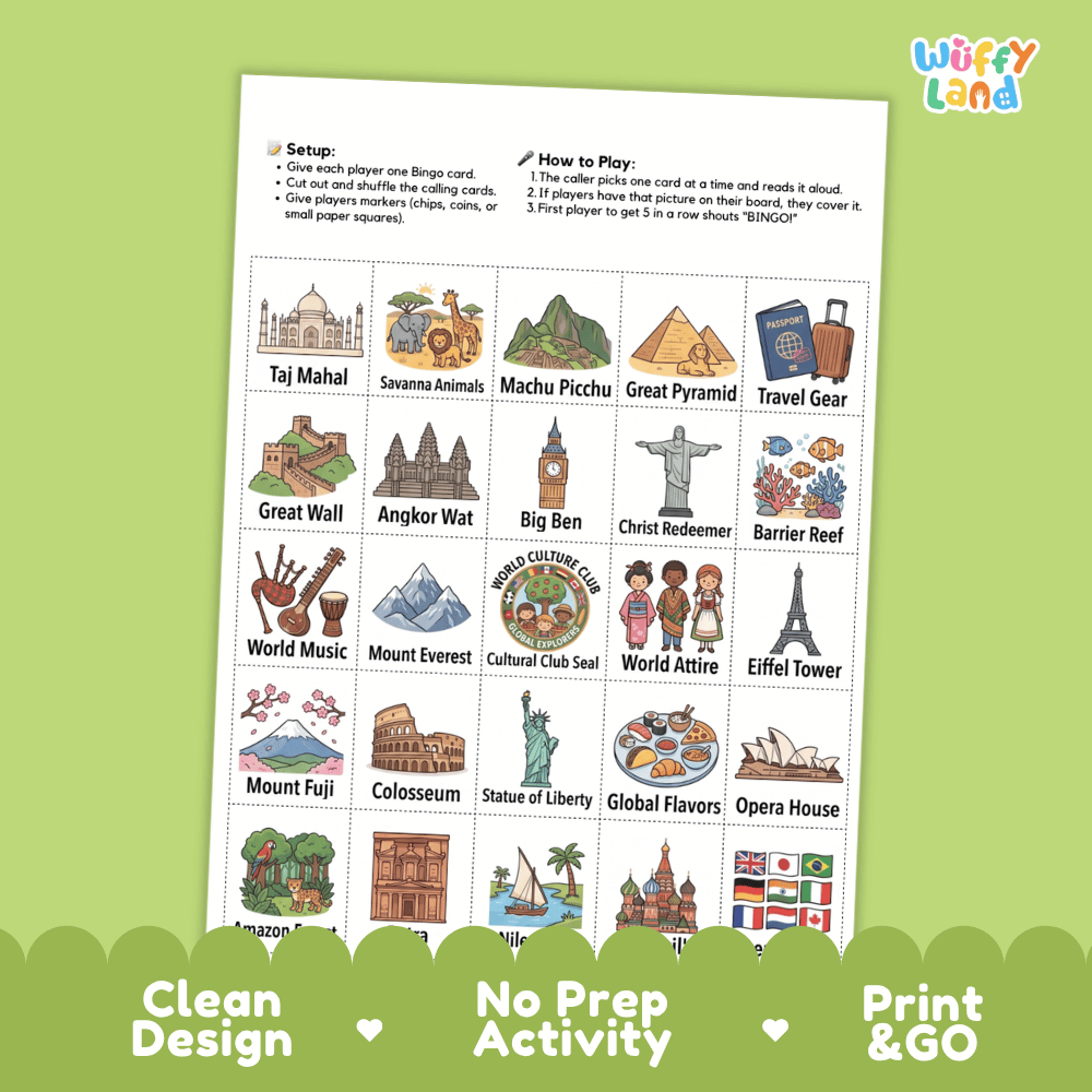Global Explorer BINGO Games Printable World Geography Activity Cards