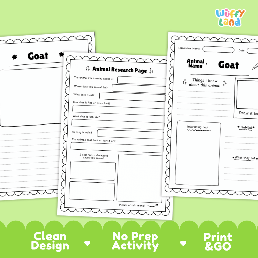 Goat Animal Research Project Graphic Organizers and Fact Sheet