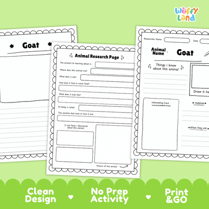 Goat Animal Research Project Graphic Organizers and Fact Sheet