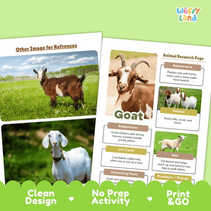 Goat Animal Research Project Graphic Organizers and Fact Sheet
