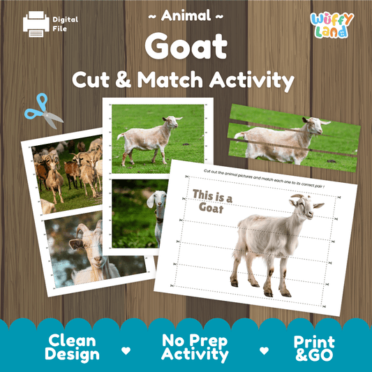 Goat Cut and Match Activity Worksheets | Farm Animal Puzzle Printables