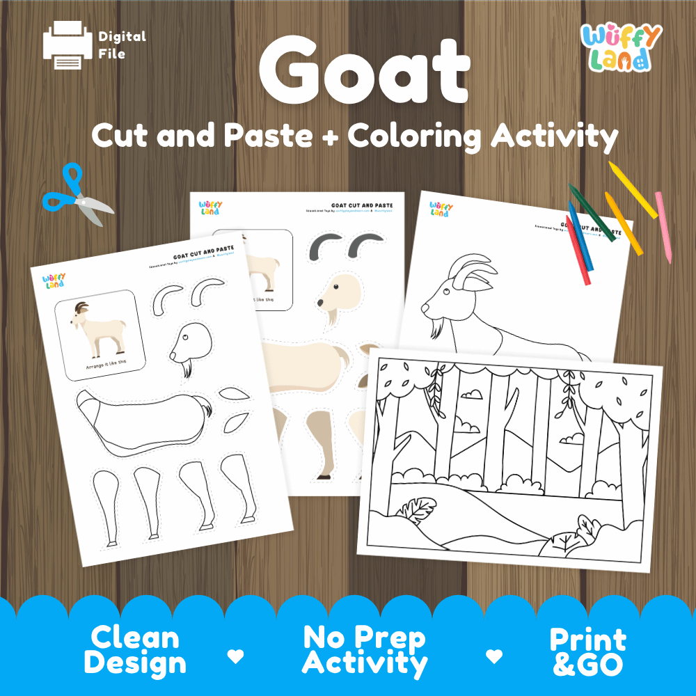 Goat Cut and Paste and Coloring Activity Worksheets