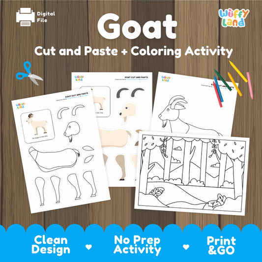 Goat Cut and Paste and Coloring Activity Worksheets