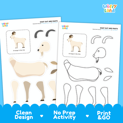 Goat Cut and Paste and Coloring Activity Worksheets