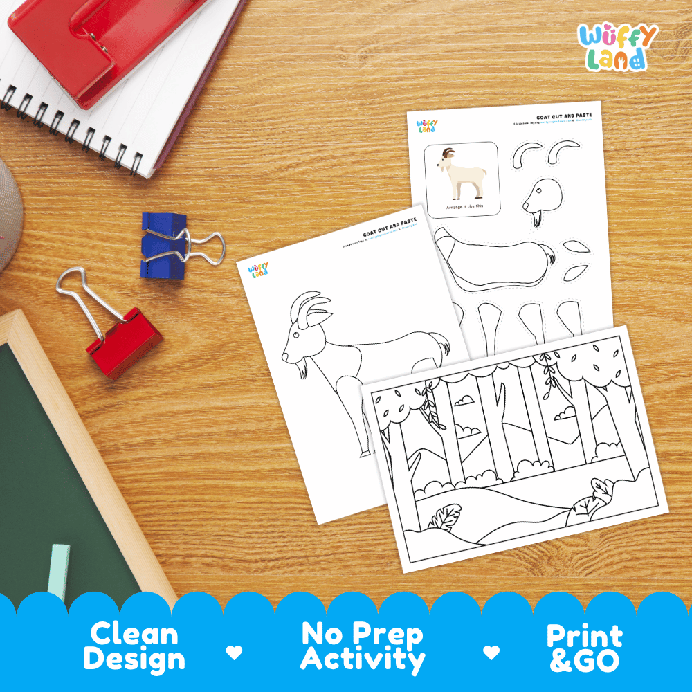 Goat Cut and Paste and Coloring Activity Worksheets