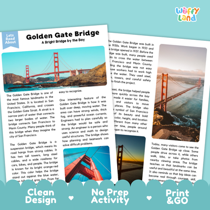 Golden Gate Bridge Landmark Reading Passage and Comprehension Questions