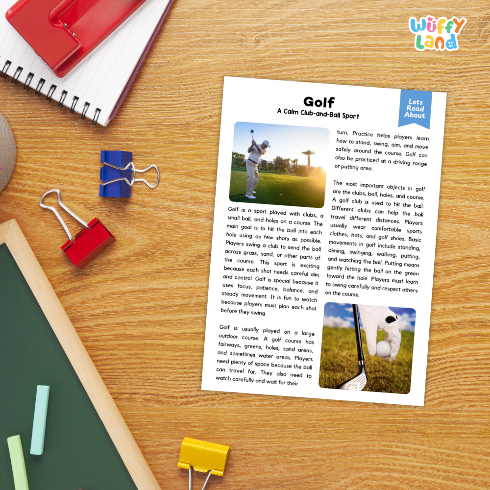 Golf Sports Reading Passages Worksheets and Comprehension Activity