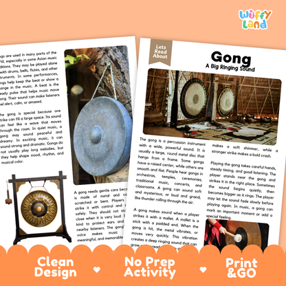 Teacher answer key page showing complete question solutions for Gong music education reading comprehension practice