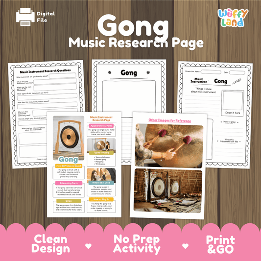 Gong Music Research Page Worksheets and Fact Sheet