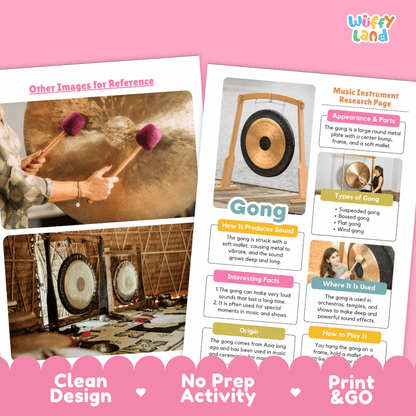 Gong Music Research Page Worksheets and Fact Sheet