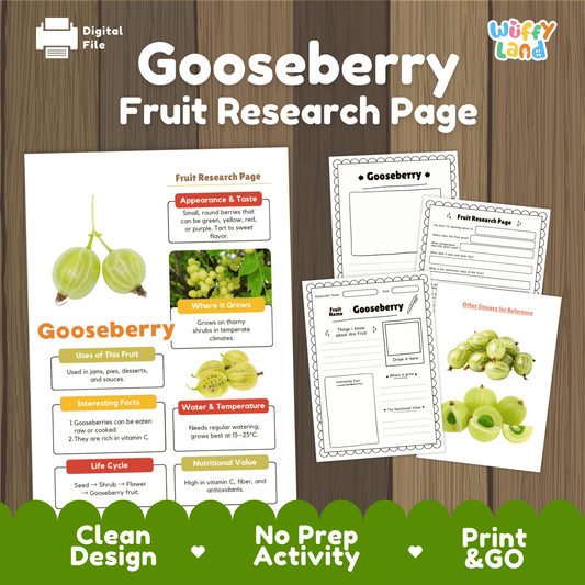 Gooseberry Fruit Research Project Science Worksheet Fact Sheet Activity