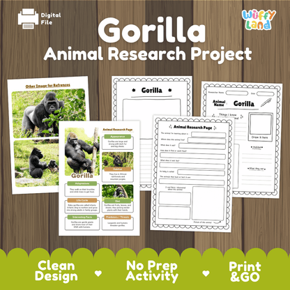 Gorilla Animal Research Project | Informational Writing & Science Worksheets