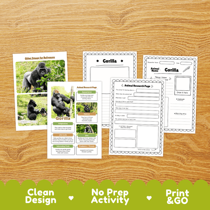 Gorilla Animal Research Project | Informational Writing & Science Worksheets