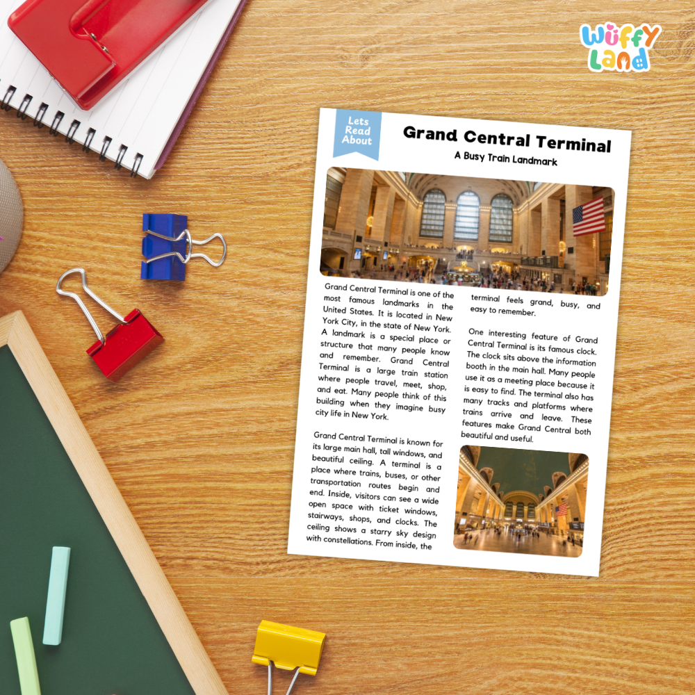 Grand Central Terminal Landmark Reading Passages and Comprehension Questions Worksheets