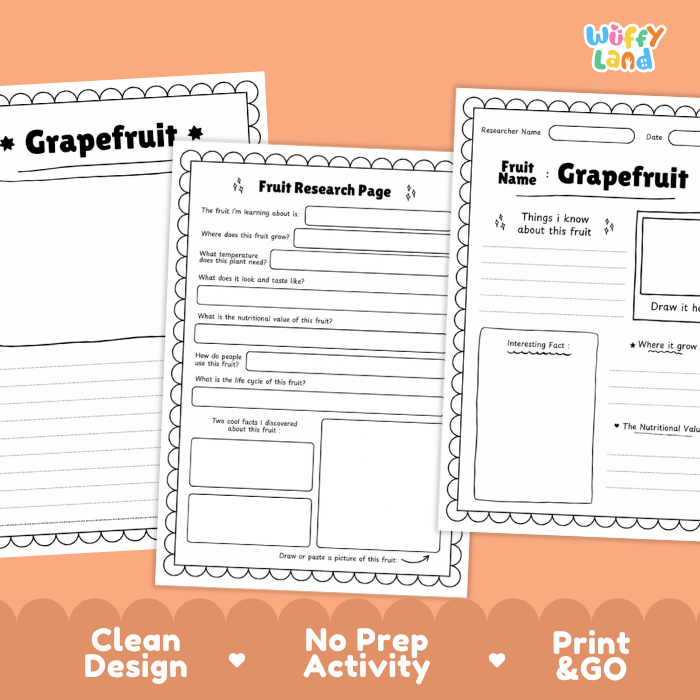 Grapefruit Fruit Research Page Worksheets and Fact Sheet