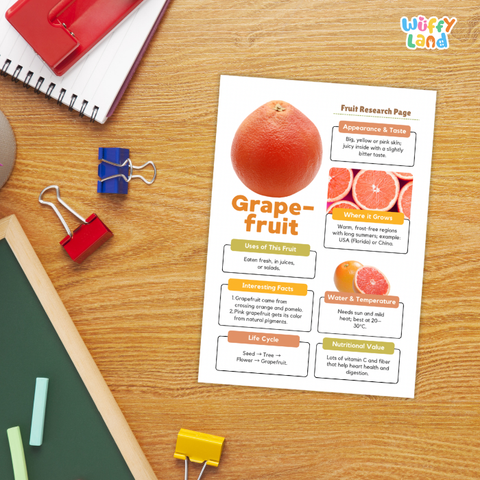 Grapefruit Fruit Research Page Worksheets and Fact Sheet