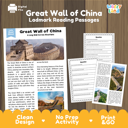 Great Wall of China Landmark Reading Passage and Comprehension Questions