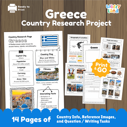 GREECE Country Study | Geography Research Project & Printable Worksheets