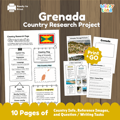 Grenada Country Research Project Worksheets and Activity Pages