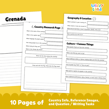 Grenada Country Research Project Worksheets and Activity Pages