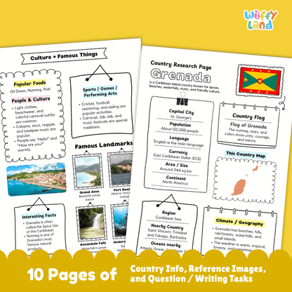 Grenada Country Research Project Worksheets and Activity Pages