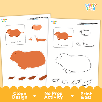Groundhog Cut and Paste and Coloring Activity Worksheets