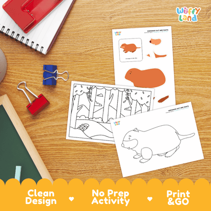 Groundhog Cut and Paste and Coloring Activity Worksheets