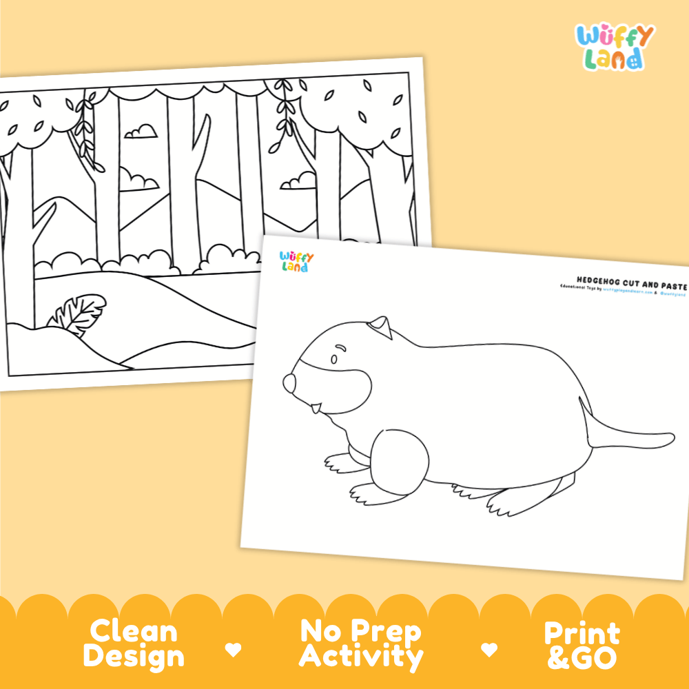 Groundhog Cut and Paste and Coloring Activity Worksheets