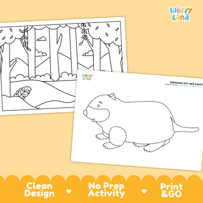 Groundhog Cut and Paste and Coloring Activity Worksheets