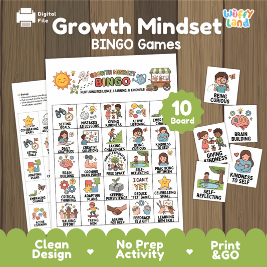 Growth Mindset BINGO Games Printable SEL Activity Cards for Elementary