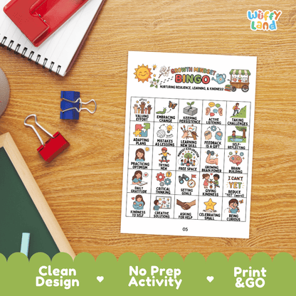 Growth Mindset BINGO Games Printable SEL Activity Cards for Elementary