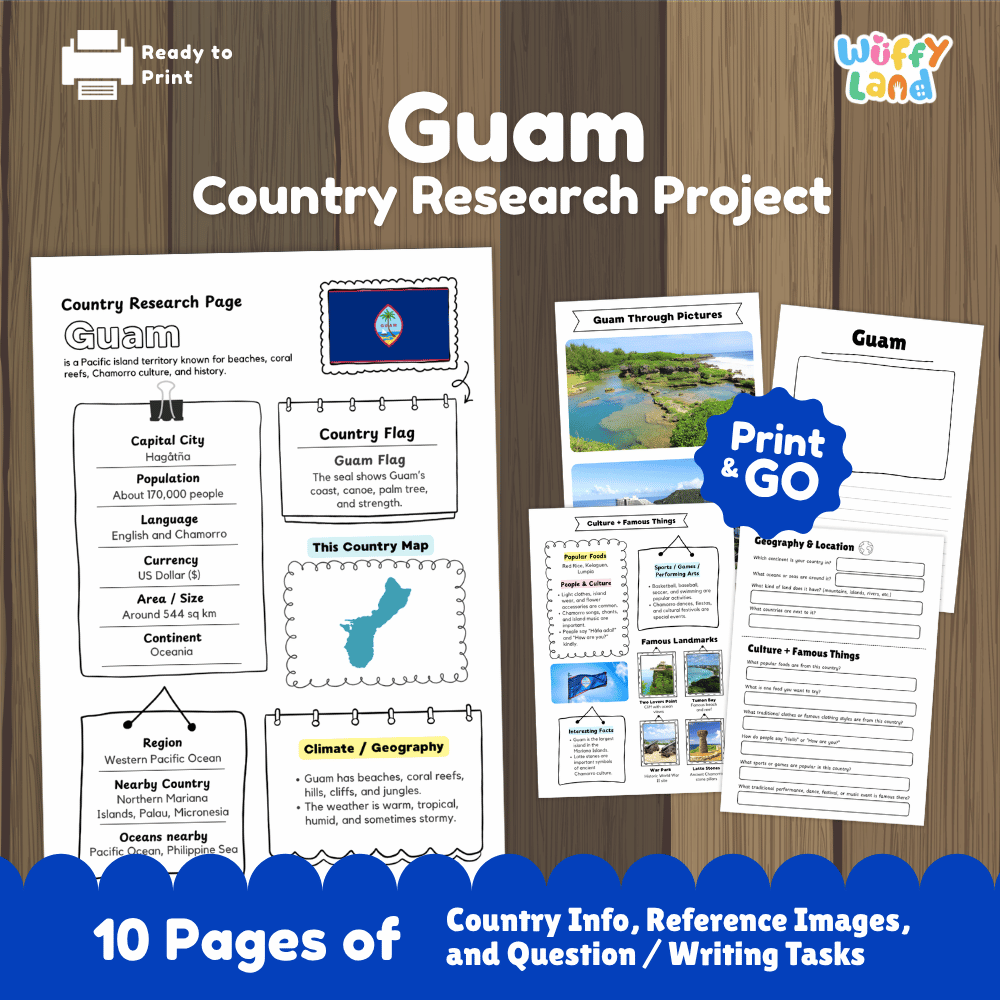 Guam Country Research Project Worksheets and Activity Pages