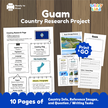 Guam Country Research Project Worksheets and Activity Pages