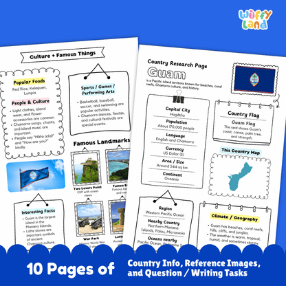 Guam Country Research Project Worksheets and Activity Pages