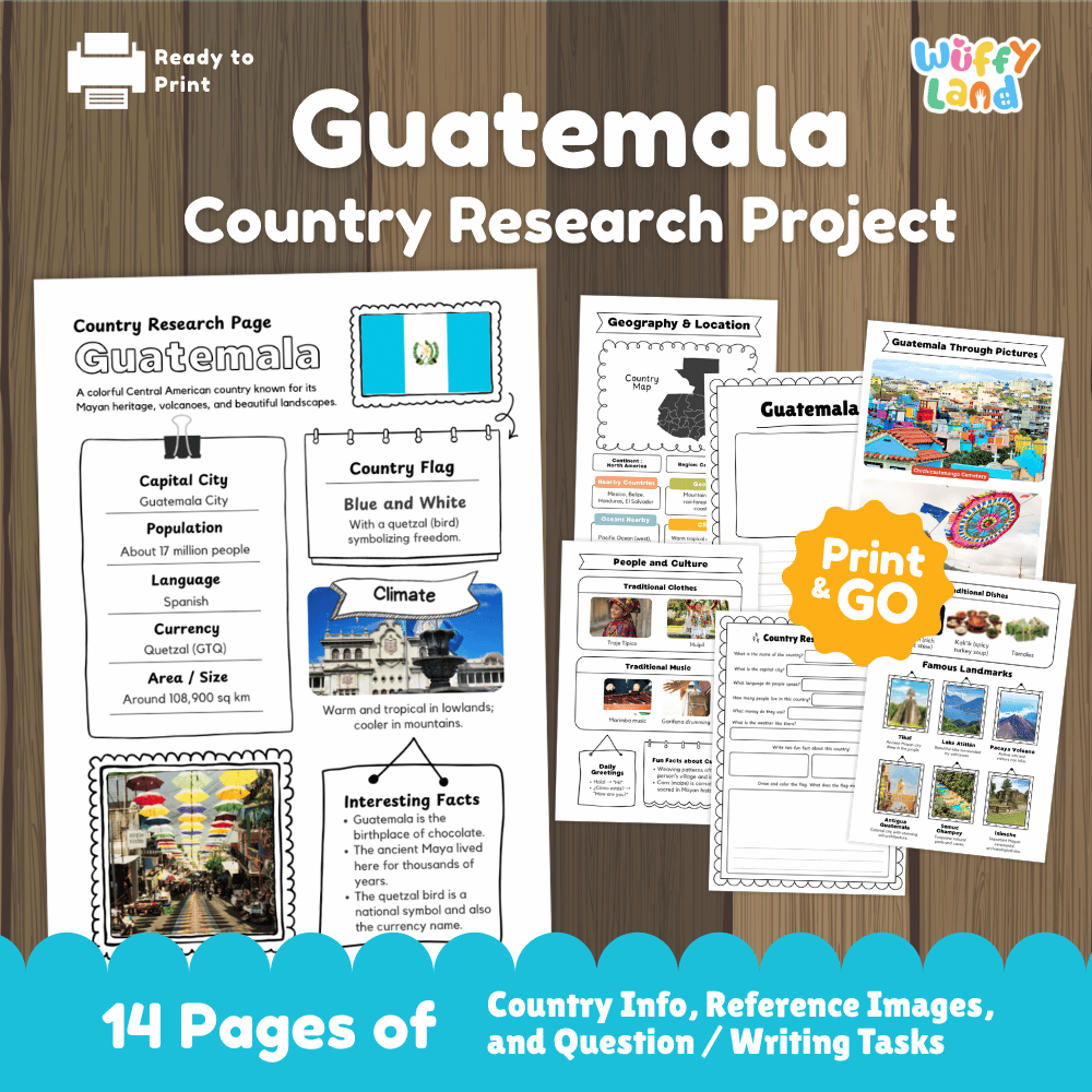 Guatemala Country Research Project Worksheets and Activity Pages