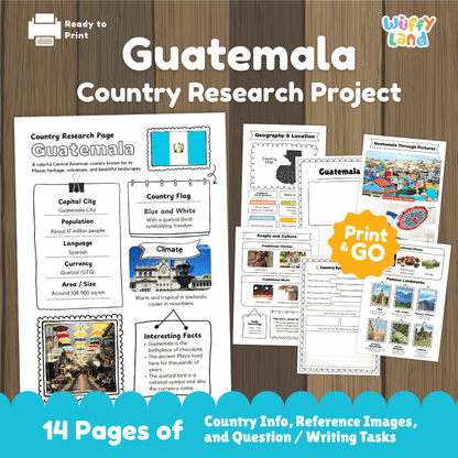 Guatemala Country Research Project Worksheets and Activity Pages