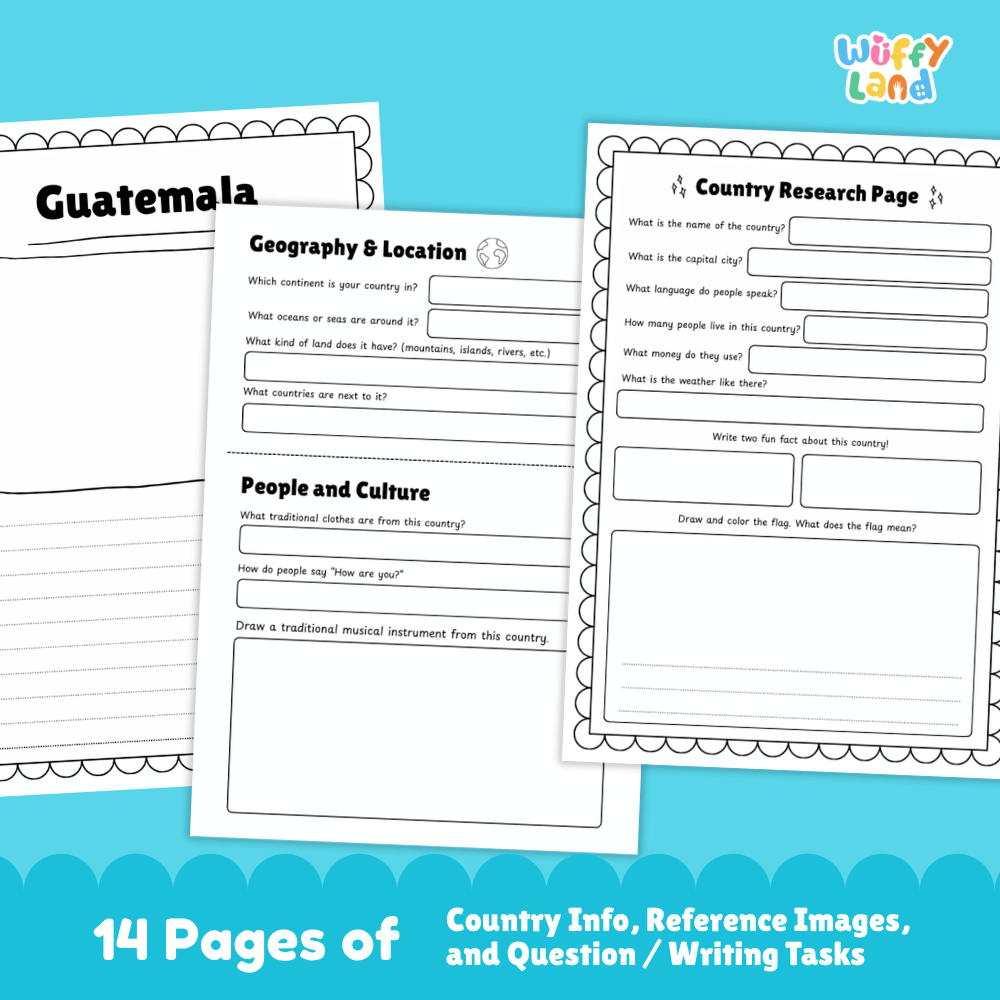 Guatemala Country Research Project Worksheets and Activity Pages