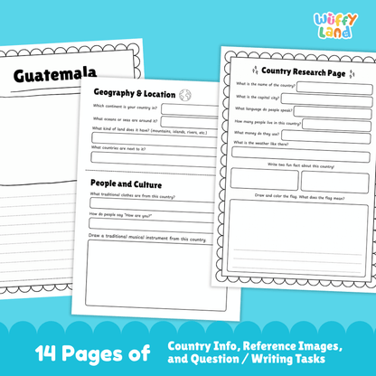 Guatemala Country Research Project Worksheets and Activity Pages