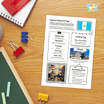 Guatemala Country Research Project Worksheets and Activity Pages