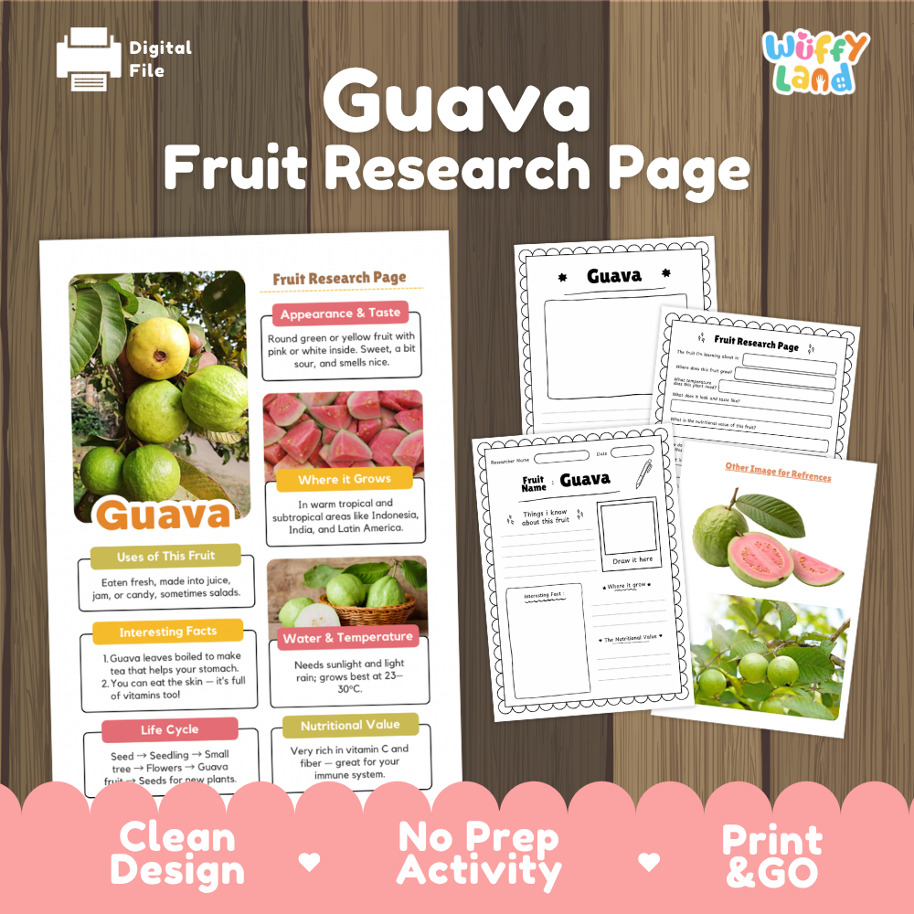 Guava Fruit Research Page Worksheets and Fact Sheet