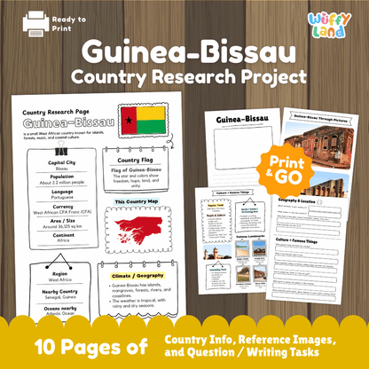Guinea-Bissau Country Research Project Printable Worksheets and Activities