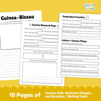 Guinea-Bissau Country Research Project Printable Worksheets and Activities
